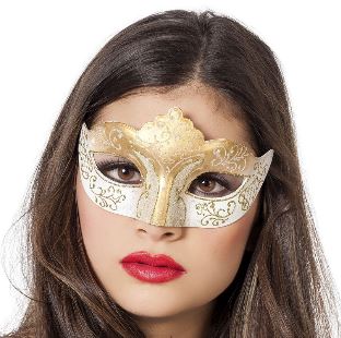 Venetiaans masker wit glitter - .Willaert, verkleedkledij, carnaval kledij, carnaval outfit, feestkledij, masker, Venetiaanse maskers, oogmasker, loupe, Venetiaans bal, gemaskerd bal, bal masque, gemaskerd feest, Masquerade